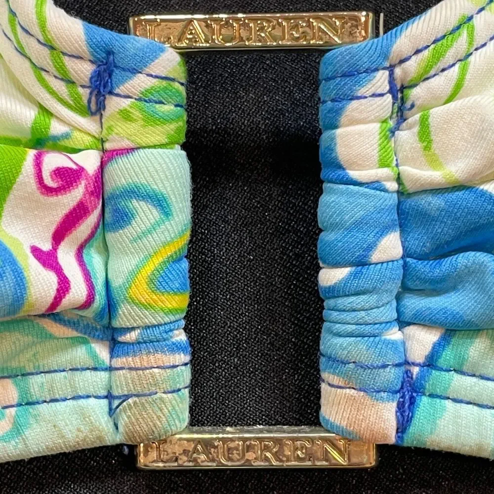 ~ Lauren Ralph Lauren Bikini Top, D/DD/LG/XL* Ring Front Halter Tie LRL Tropical